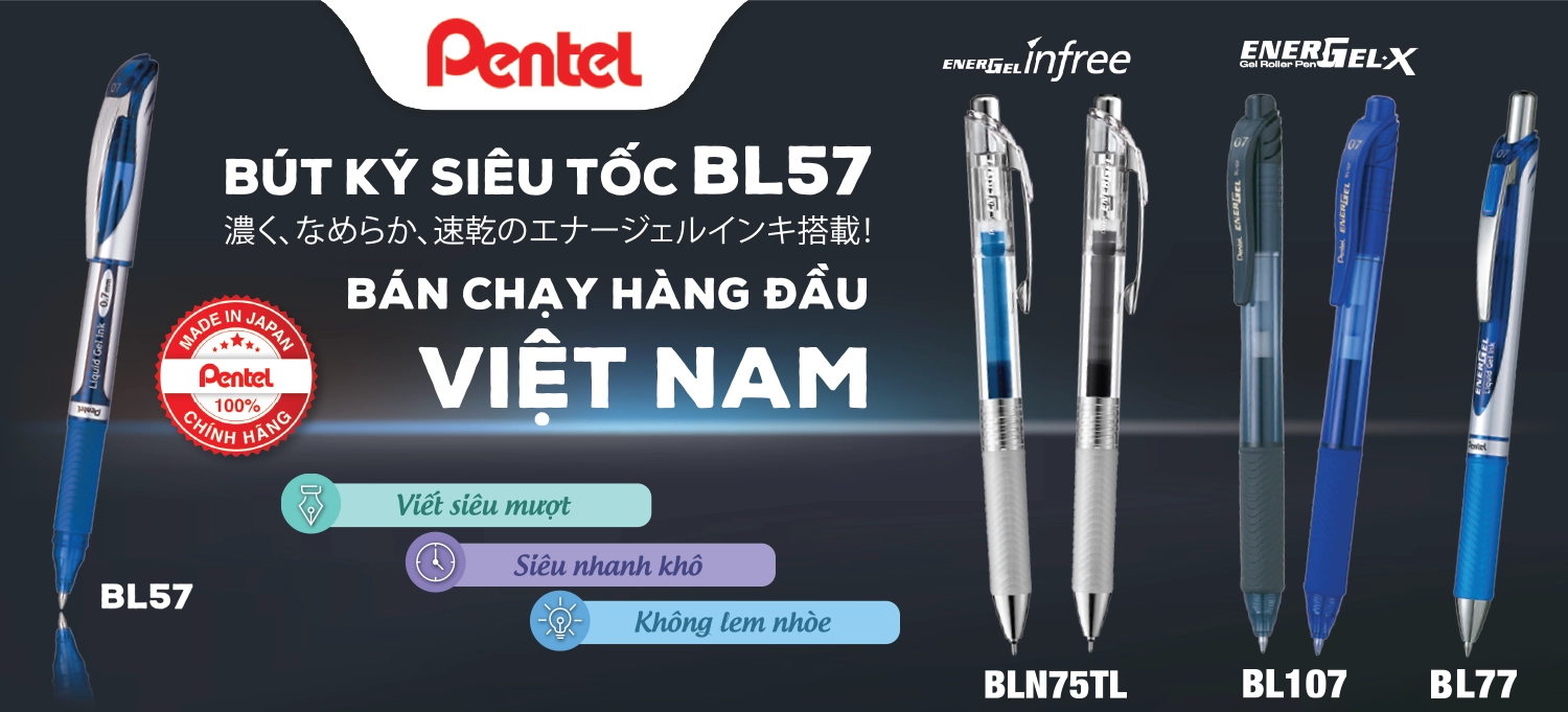 Bút Gel Bấm Pentel EnerGel – Giải Pháp Ghi Chép Nhanh Khô, Chuyên Nghiệp Cho Văn Phòng